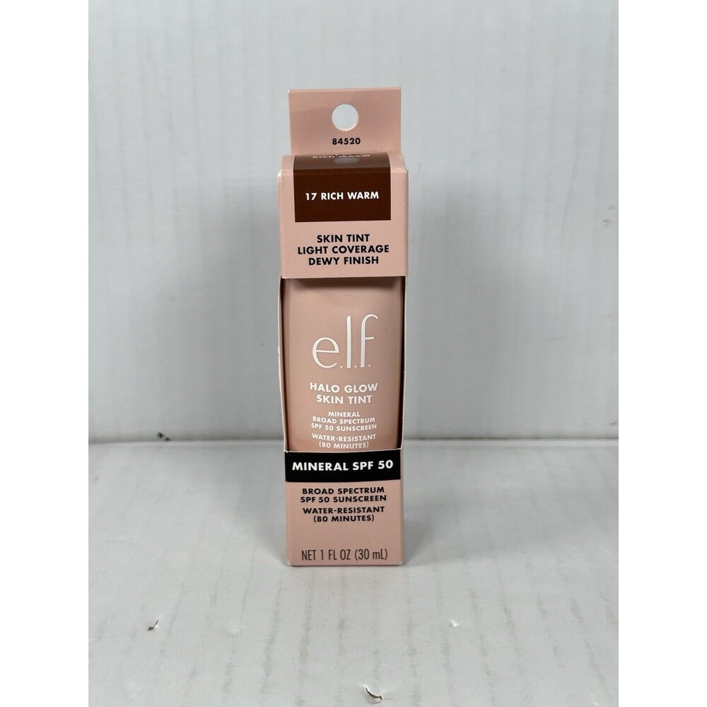 ELF E.l.f. Halo Glow Skin Tint SPF 50, 17 Rich Warm NEW Exp 3/27